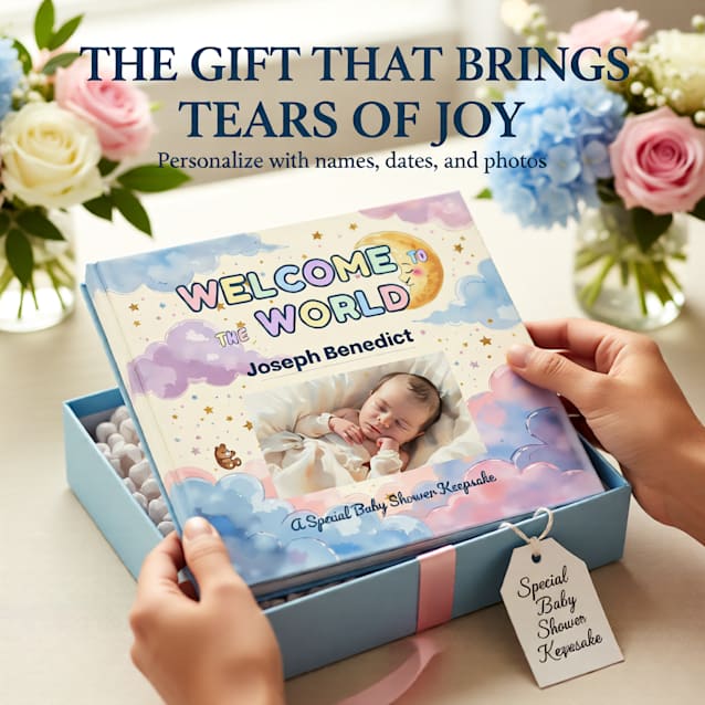  Custom Baby Shower Photo Book | 11x8.5 Hardcover Keepsake for Moms and Kids | Fill & Personalize | Perfect Gift for Moms and Kids