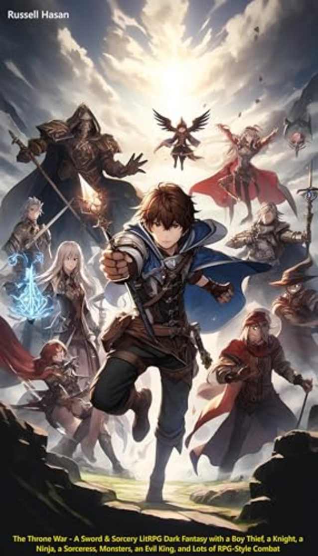 The Throne War - A Sword & Sorcery LitRPG Dark Fantasy with a Boy Thief, a Knight, a Ninja, a Sorceress, Monsters, an Evil King, and Lots of RPG-Style Combat (The Golden Wand Trilogy Book 1)