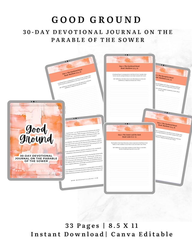 Good Ground: 30-Day Devotional Journal on the Parable of the Sower | 8.5 X 11 Canva Editable