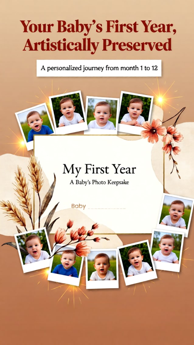 First Birthday Photo Book Keepsake | My First Year Memories | 11.5 x 8 | Thoughtful Gift for Moms and Kids