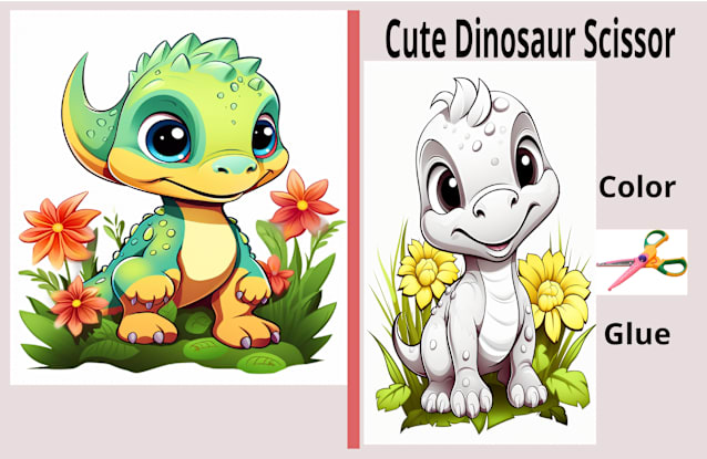 Cute Dinosaur Scissor Skills
