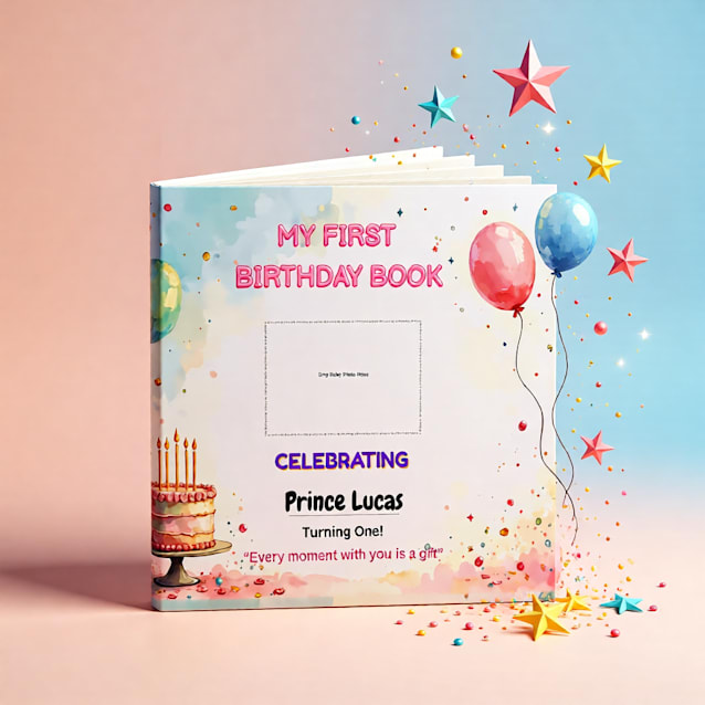 Personalized My First Birthday Hardcover Photobook - 11x8.5 Keepsake Gift for Babies and Moms
