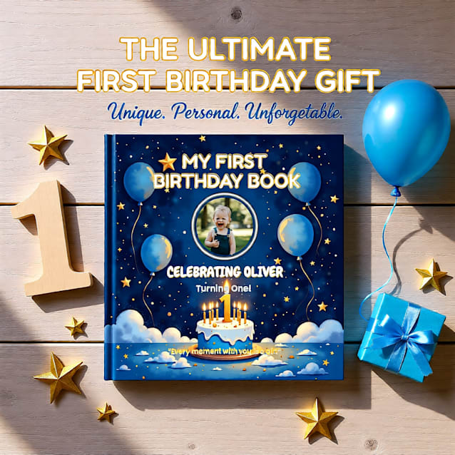  Custom 8X8 My First Birthday Photobook - Perfect Gift for Baby's 1st Year | Personalized Hardcover Photobook - Baby Keepsake Gift