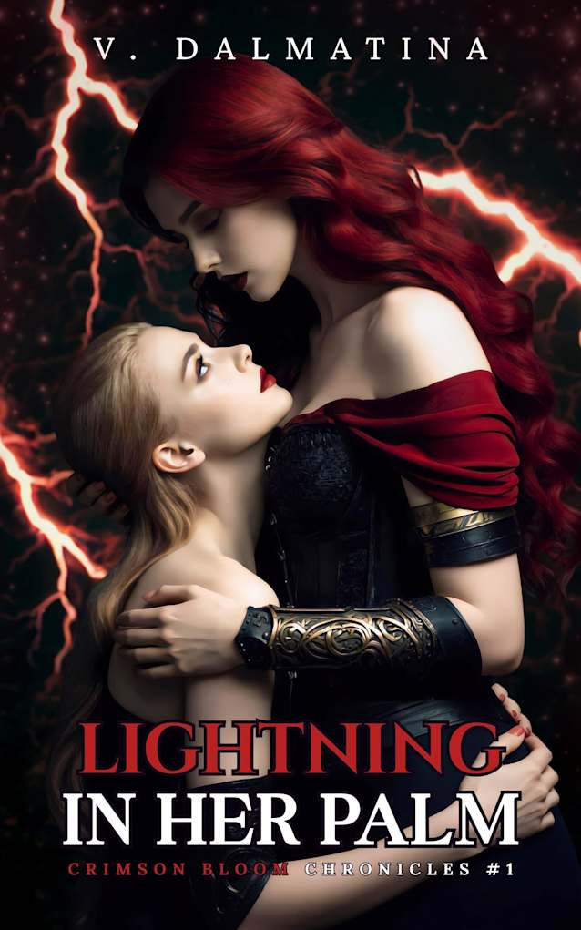Lightning in Her Palm: A Dark Sapphic Portal Fantasy Romance (Crimson Bloom Chronicles #1)
