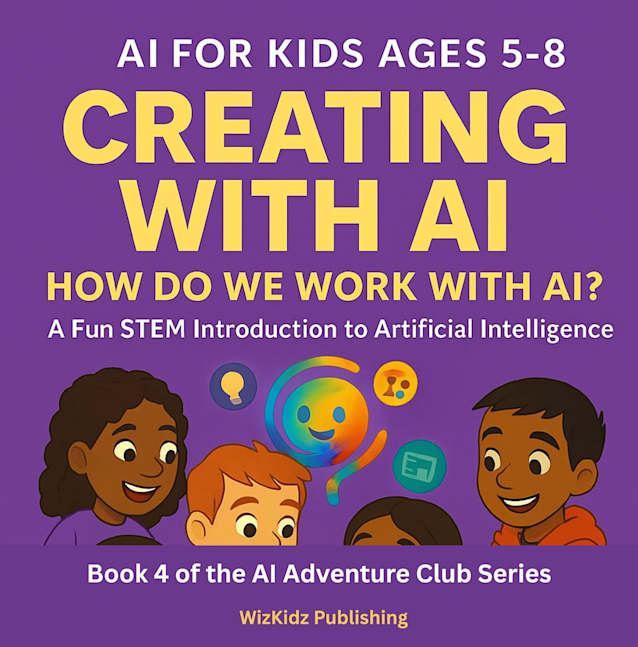 AI FOR KIDS AGES 5-8: Creating with AI: How Do We Work with AI?: A Fun STEM Introduction to Artificial Intelligence – Book 4 in the AI Adventure Club Series