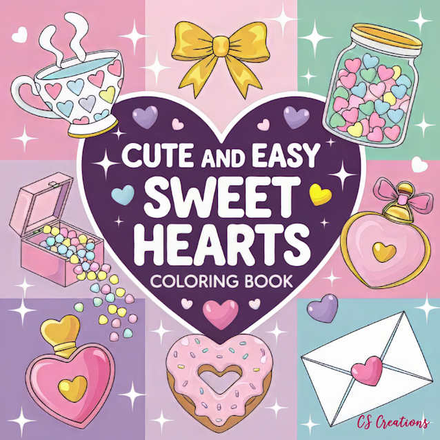 Cute and Easy Sweet Hearts Coloring Book