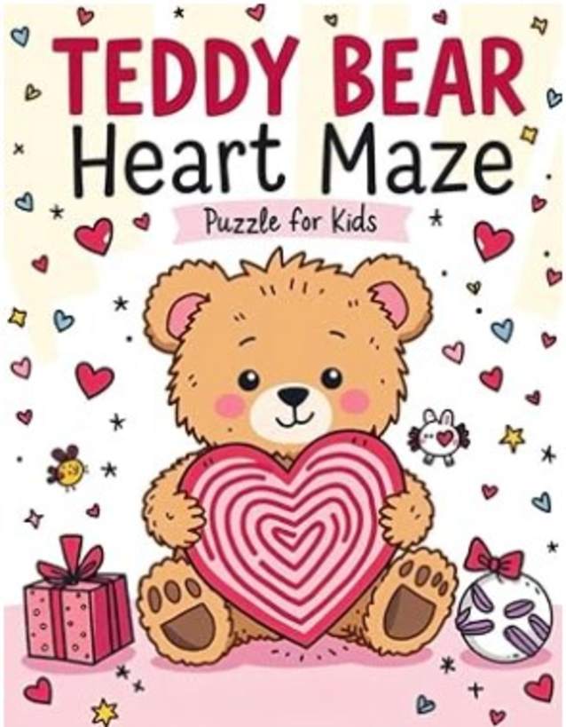 Teddy Bear Heart Maze Puzzle for Kids Paperback – Large Print