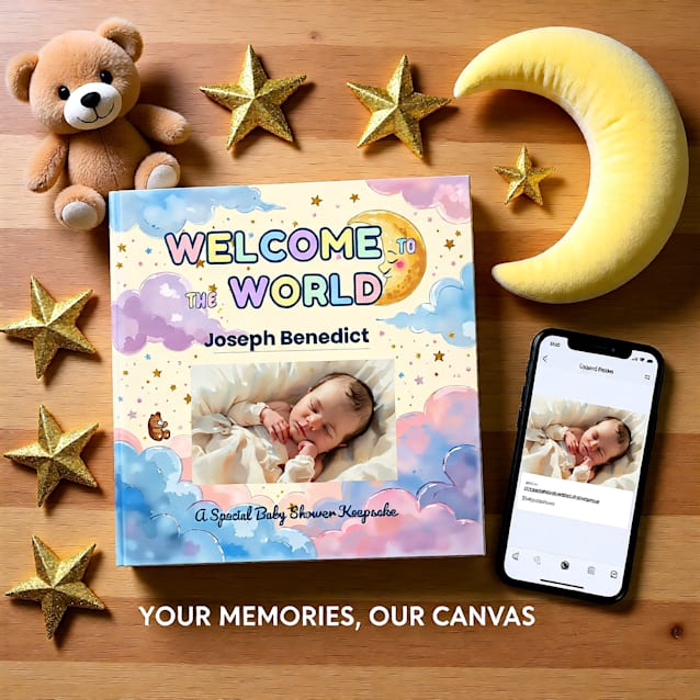 Custom Baby Shower Photo Book | 11x8.5 Hardcover Keepsake for Moms and Kids | Fill & Personalize | Perfect Gift for Moms and Kids