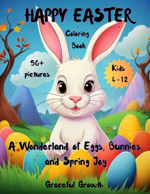 HAPPY EASTER Coloring Book: A Wonderland of Eggs, Bunnies, and Spring Joy for Kids 4-12, pictures 50+ 
