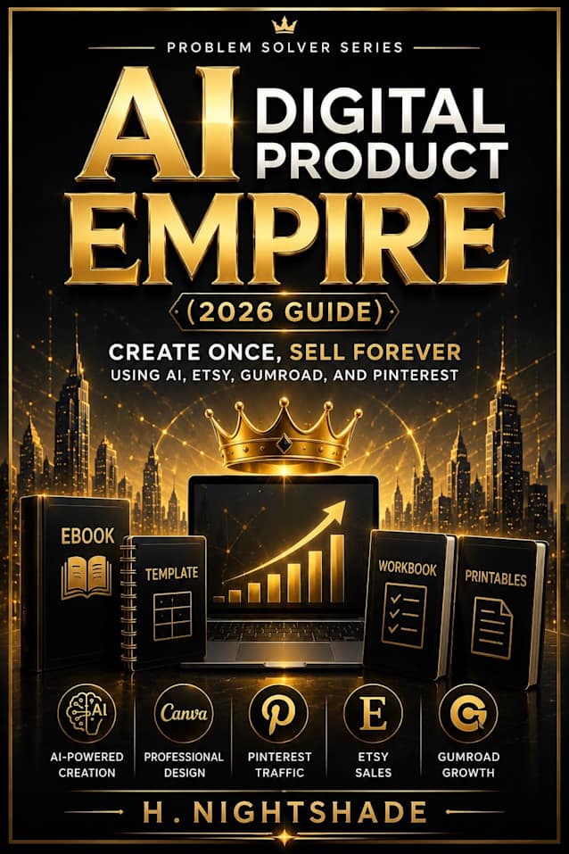 AI Digital Product Empire (2026 Guide): Create Once, Sell Forever Using AI, Etsy, Gumroad, and Pinterest (The Problem Solver Series Book 8)