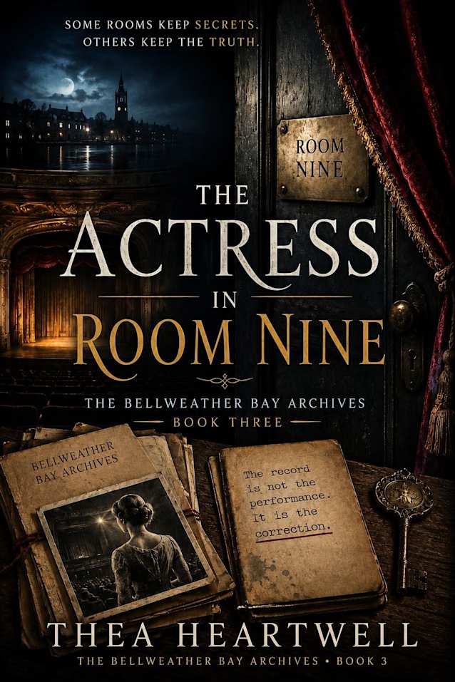 The Actress in Room Nine: A Historical Mystery of Family Secrets, Hidden Records, and a Vanished Actress (A Bellweather Bay Archives Historical Romance Mystery Book 3)
