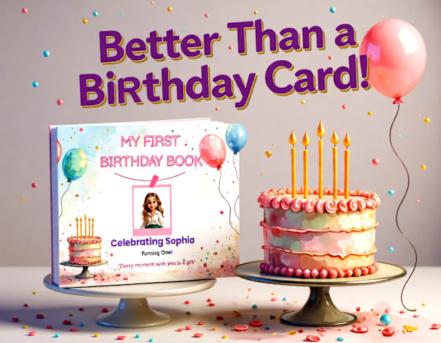 Personalized My First Birthday Hardcover Photobook - 11x8.5 Keepsake Gift for Babies