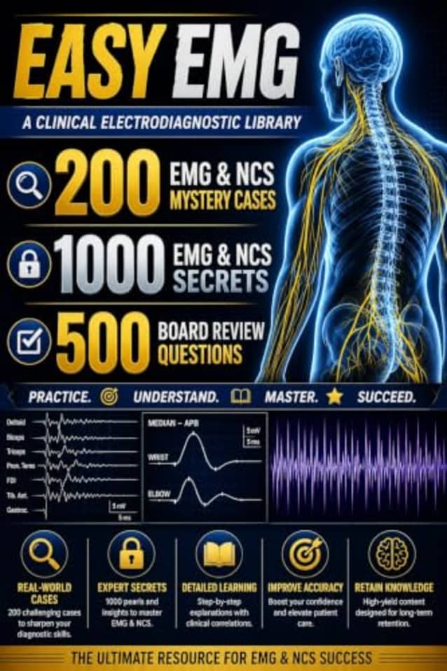 Easy EMG: A Clinical Electrodiagnostic Library : 200 EMG&NCS Mystery Cases, 1000 EMG & NCS Secrets, and 500 Board Review Questions (Neuromuscular Expert Series)