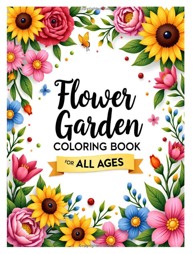 Flower Garden Coloring Book for All Ages 