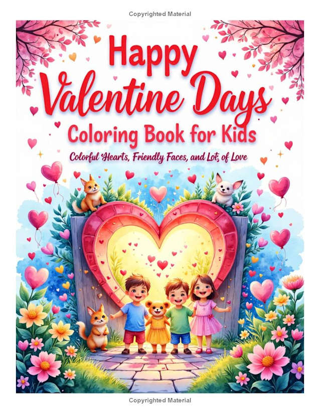 Happy Valentine Days Coloring Book for Kids: Colorful Hearts, Friendly Faces, and Lots of Love