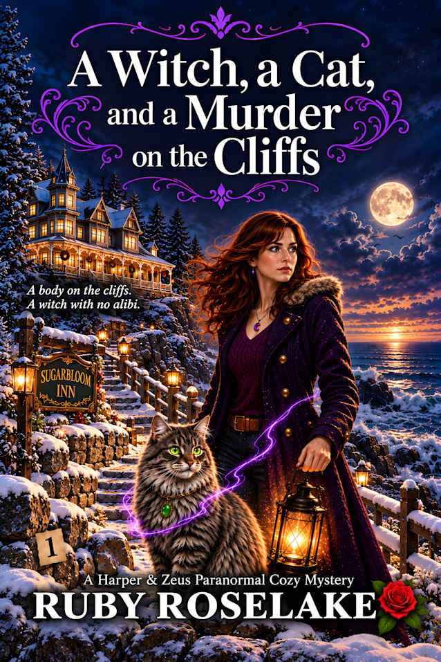 A Witch, a Cat, and a Murder on the Cliffs: A Harper & Zeus Paranormal Cozy Mystery (Sugarbloom Secrets Book 1)