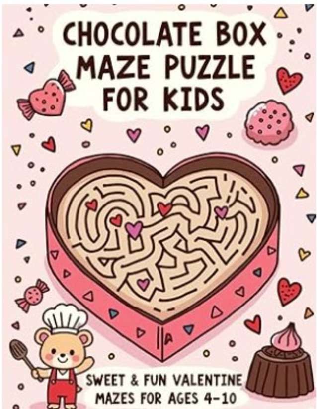 Chocolate Box Maze Puzzle for Kids - Sweet & Fun Valentine Mazes for Ages 4–10 Paperback 