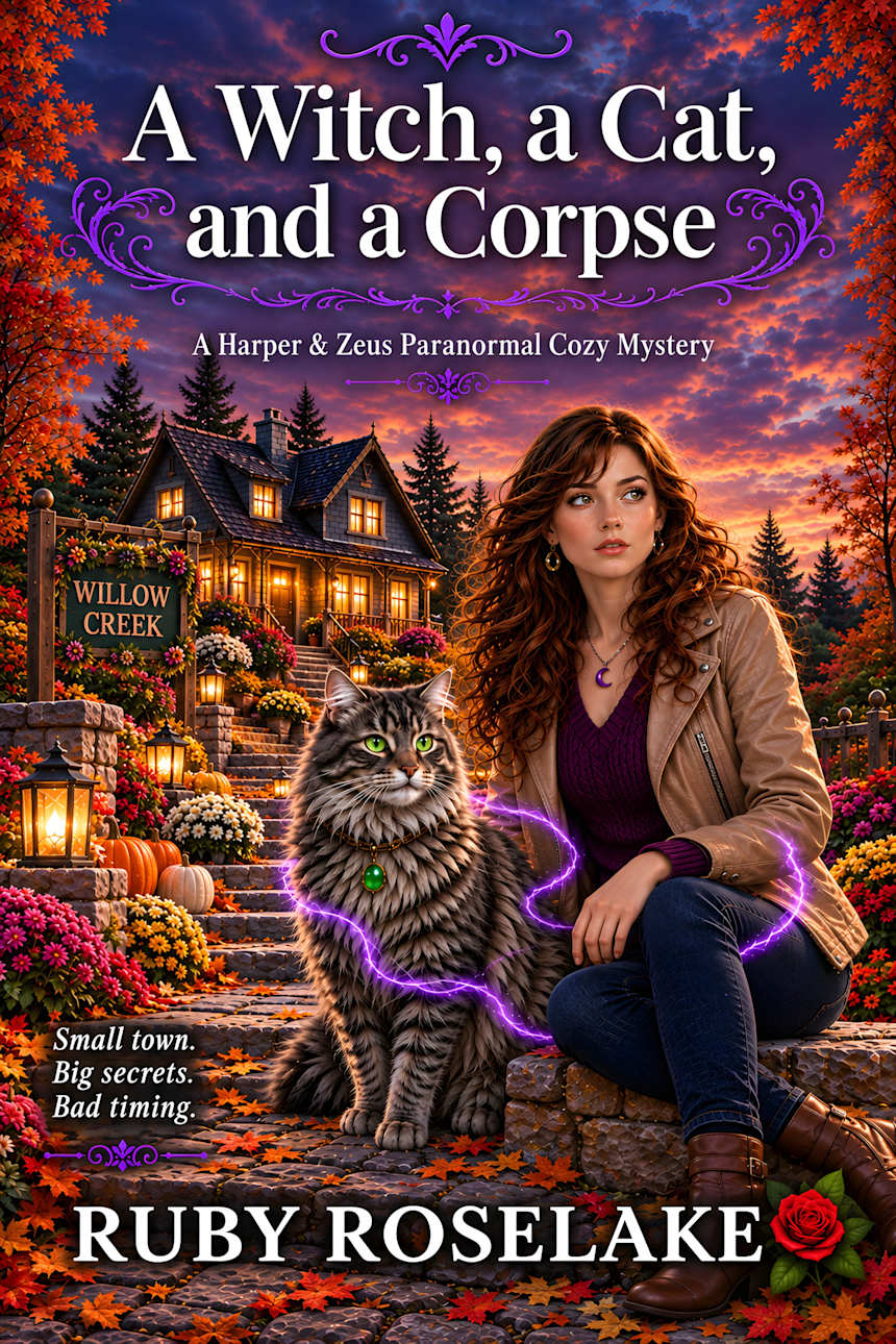A Witch, a Cat, and a Corpse: A Harper & Zeus Paranormal Cozy Mystery by Ruby Roselake