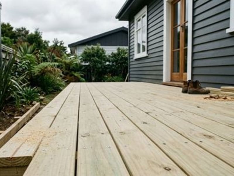 How long to wait before staining a new treated pine deck