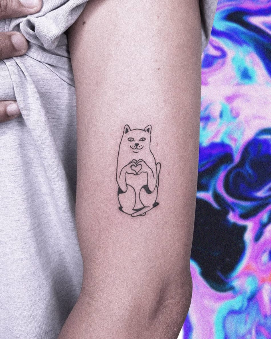 ripndip cat heart ignorant tattoo by 404 Tearzzz