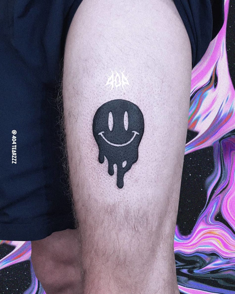 smiley dripping tattoo by 404 Tearzzz