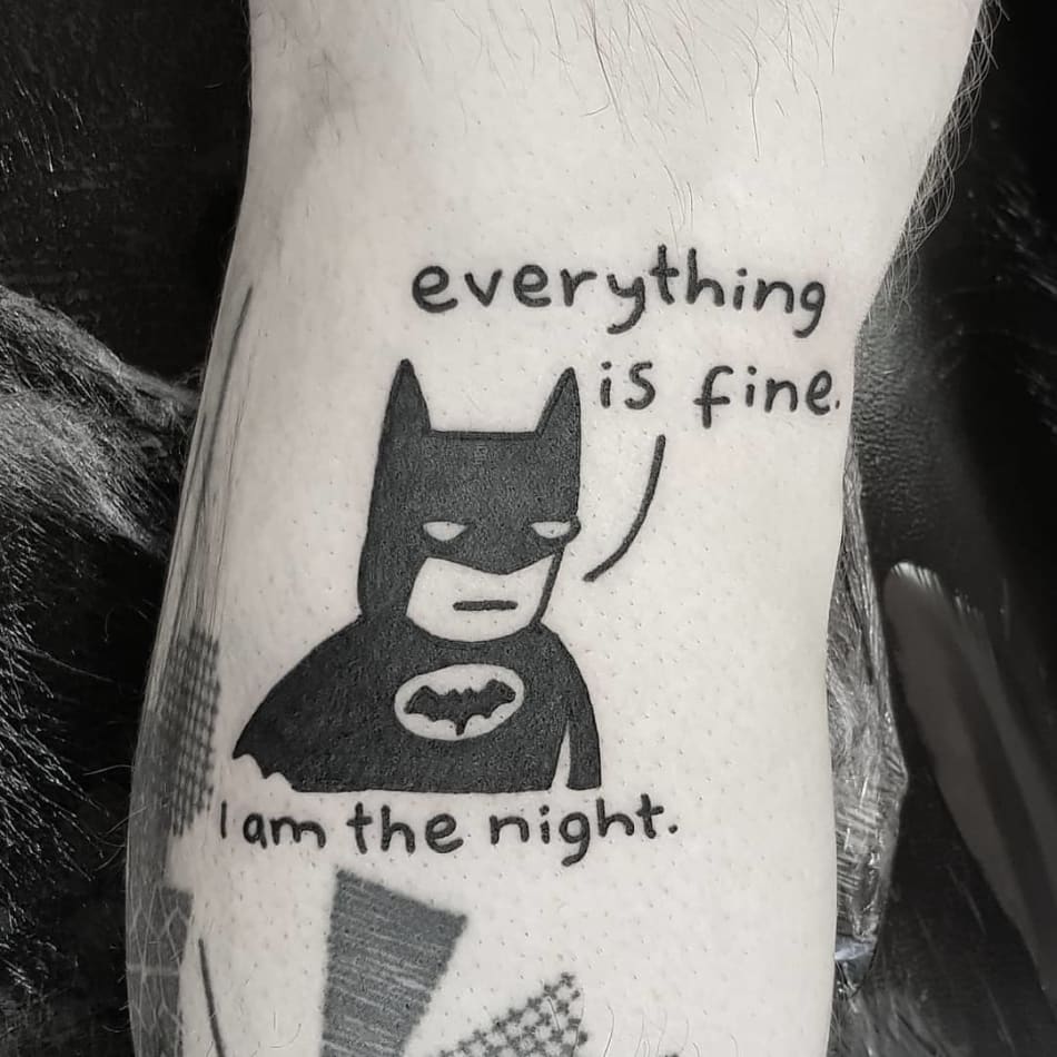 Batman Marvel fun ignorant fine meme tattoo