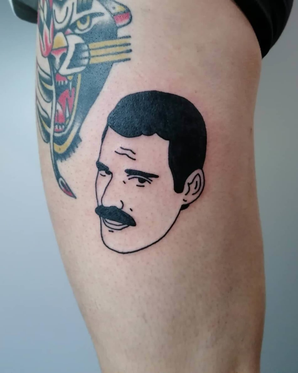 freddy mercury queen music minimal tattoo by Benjamin Kluk