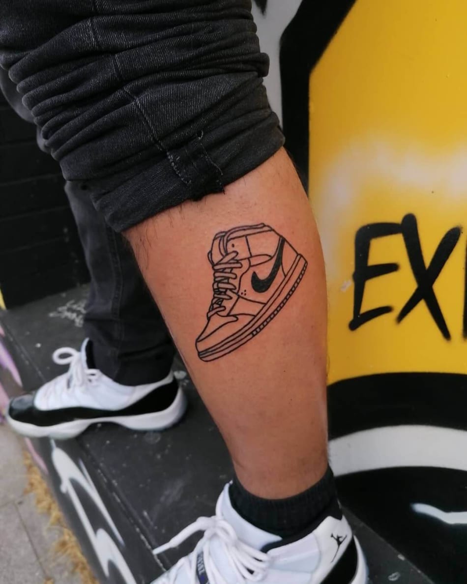 nike sneaker shoe tattoo by Benjamin Kluk