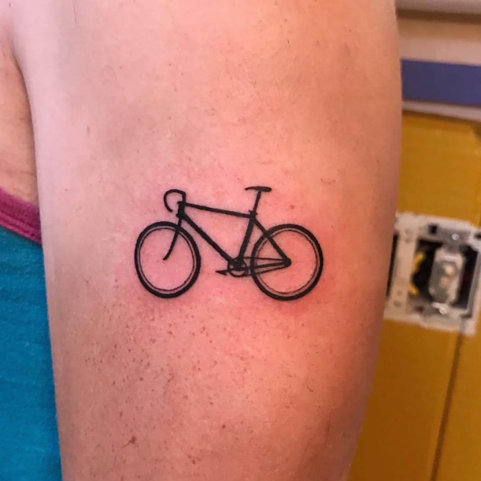 Minimal bicycle tattoo from nathankingart