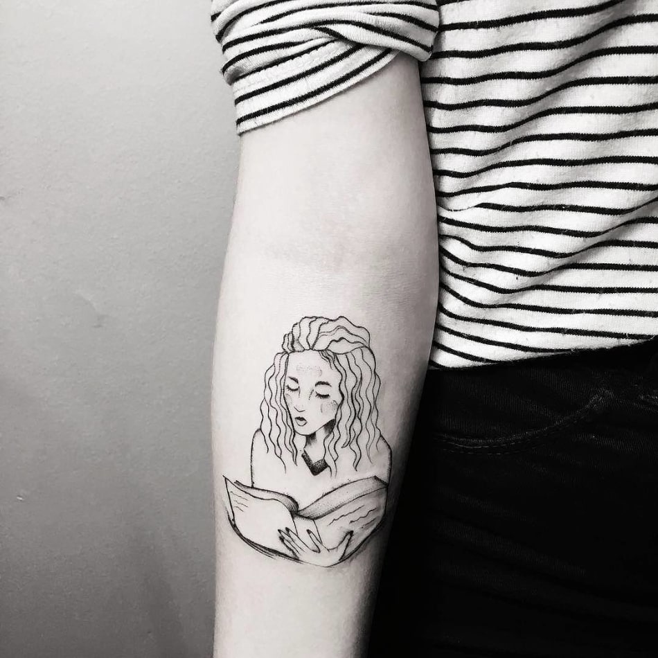 Book Reading girl Tattoo