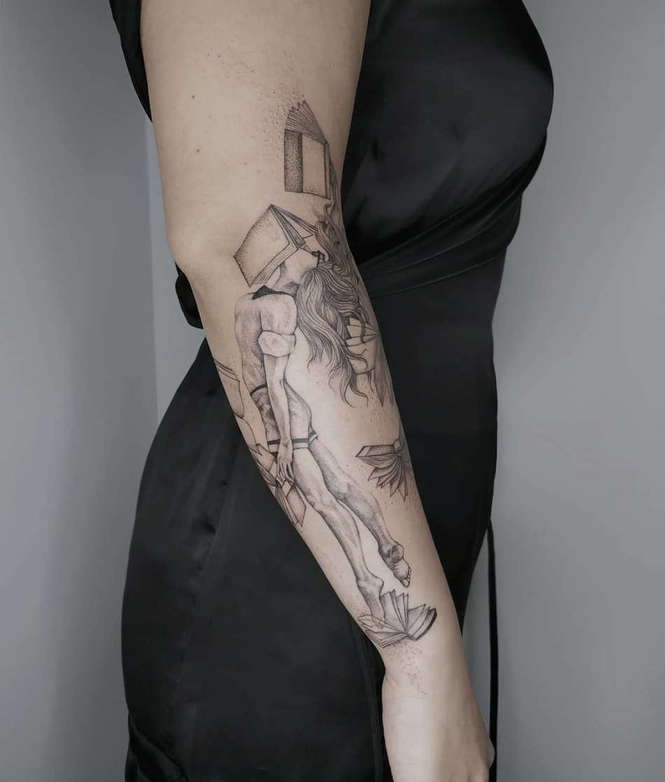 Book girl reading Tattoo