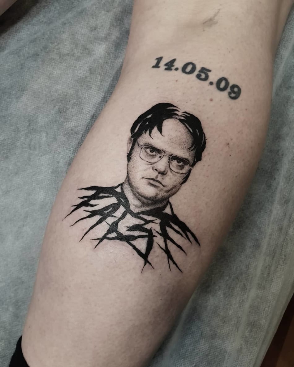 Dwight from the Office with tribal body tattoo by Breakkytime