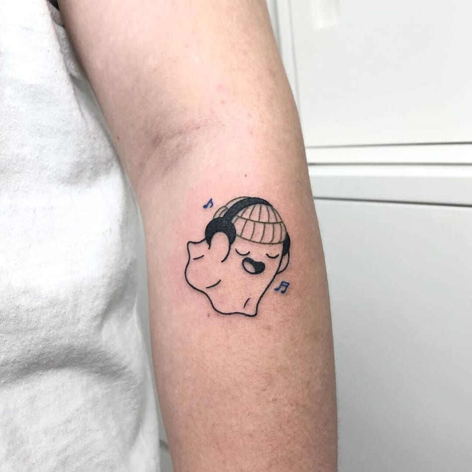 ghost with headphones tattoo by Buoy