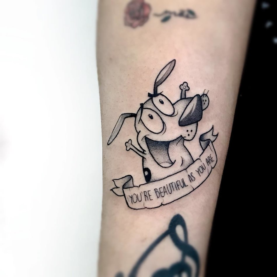 Childhood tv show Courage the cowardly dog tattoo