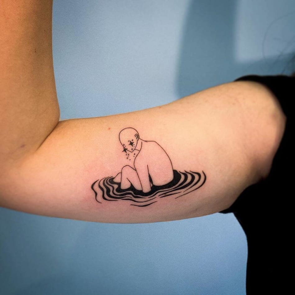 man in poodle tattoo by Chloe