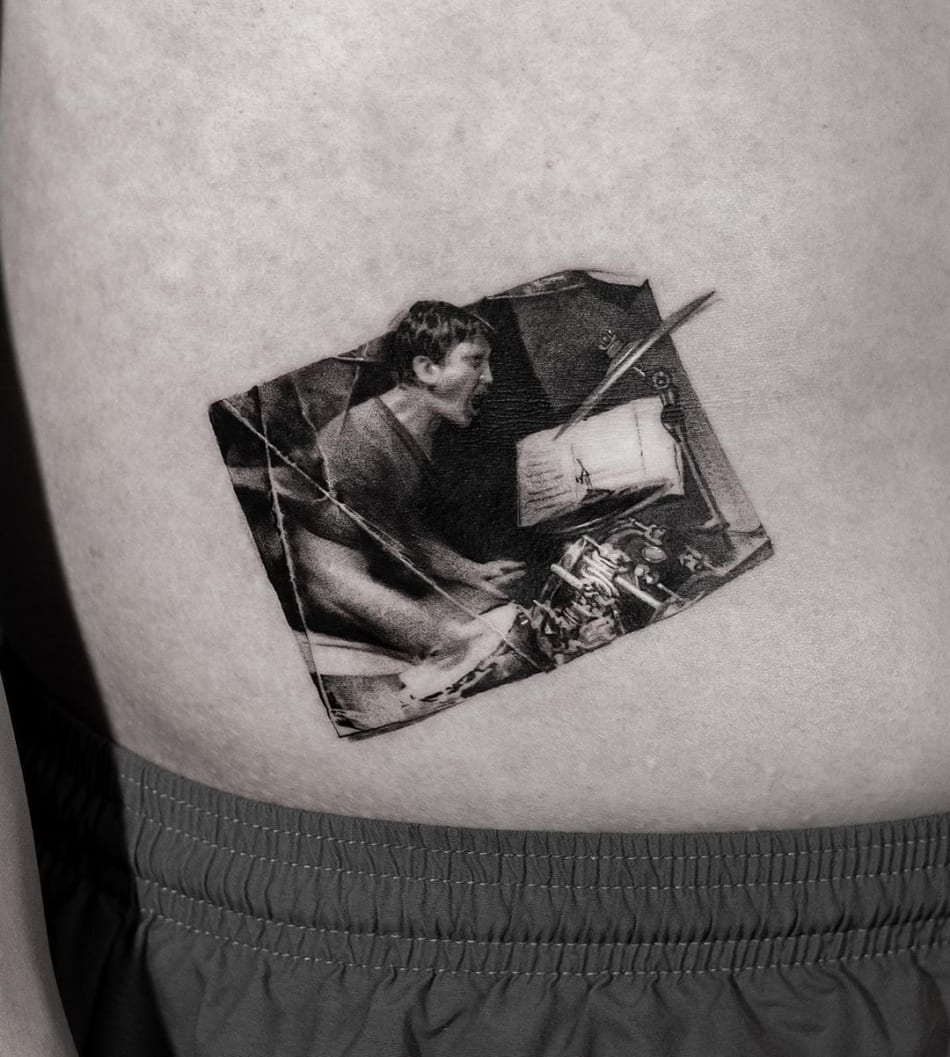 Whiplash movie tattoo by Cold Gray