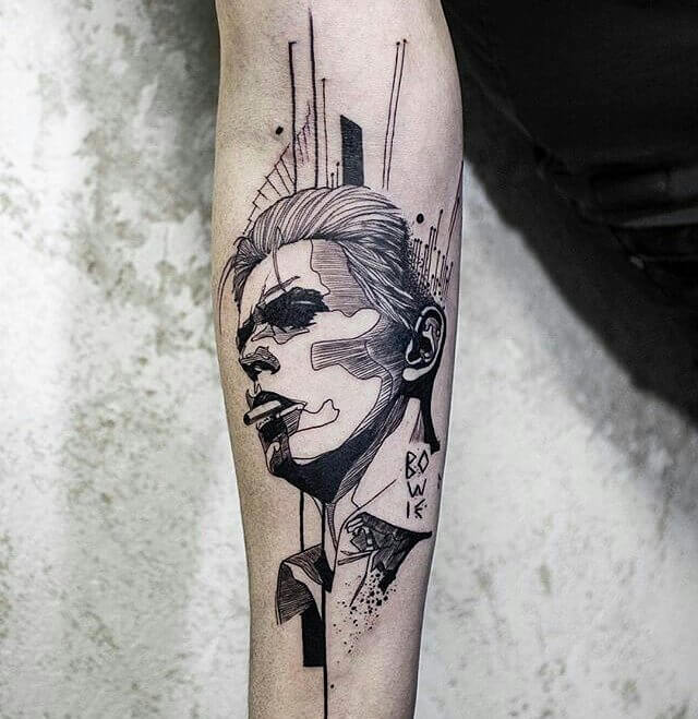 Artsy David Bowie smoking tattoo