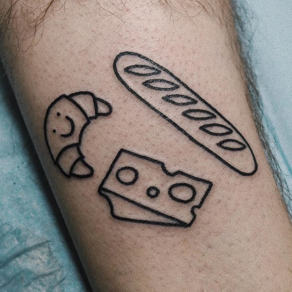 food tattoo cheese bread by Deuxpointzero