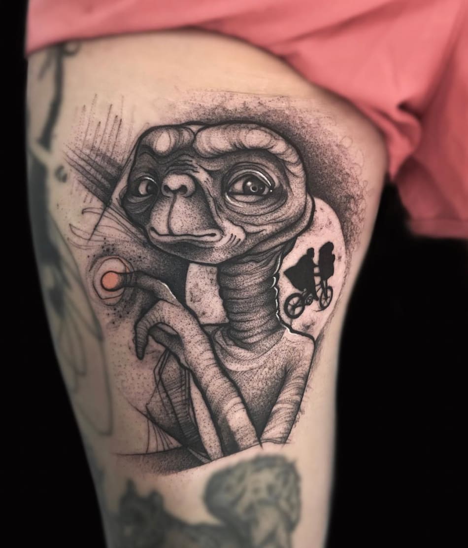 E.T. with pug tattoo