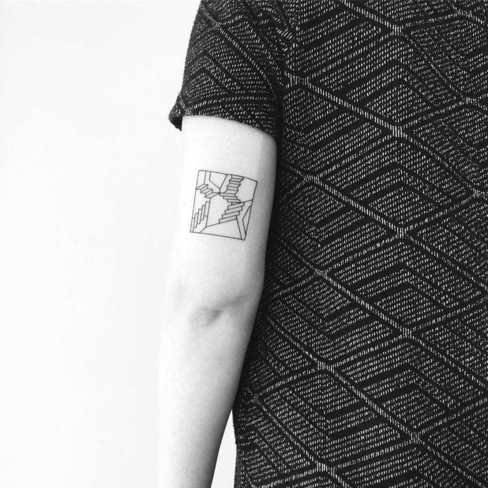 Escher endless starts minimal linework tattoo
