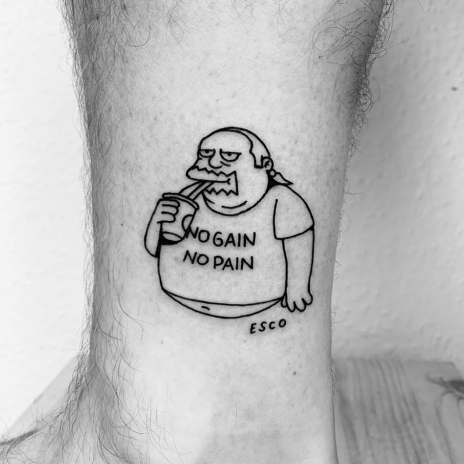 The simpsons no pain no gain tattoo by Escozcc