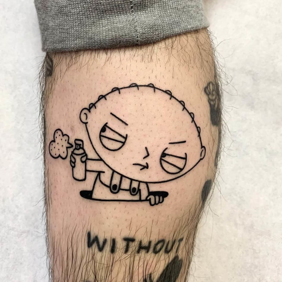 Stewie spraying graffiti tattoo