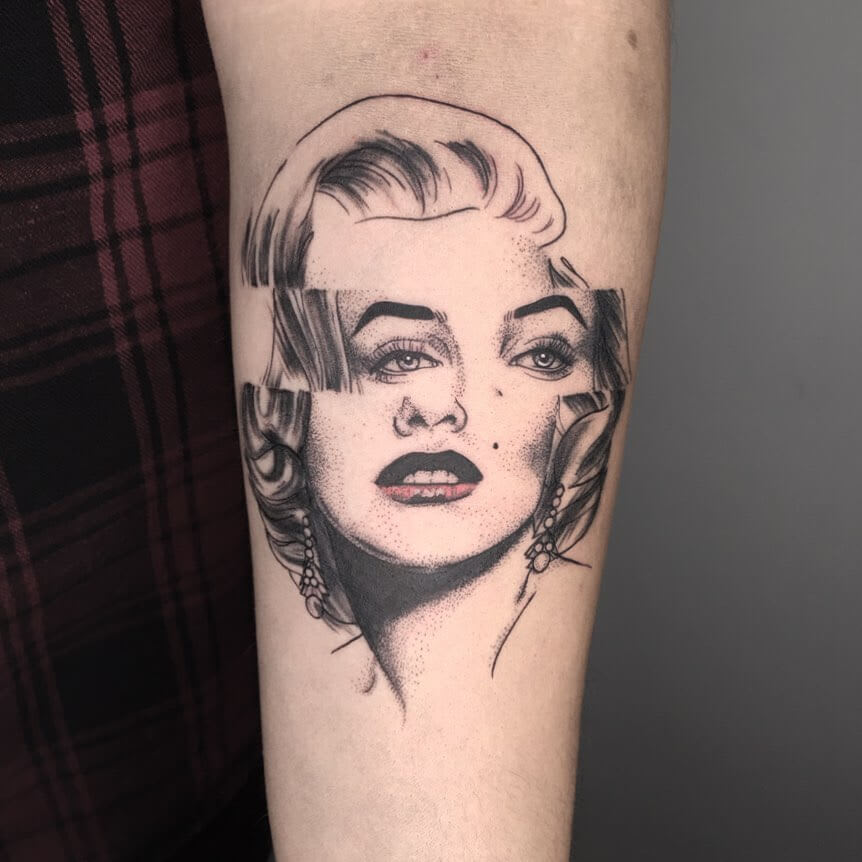 Marilyn monroe distorted tattoo by Filipa Vargas