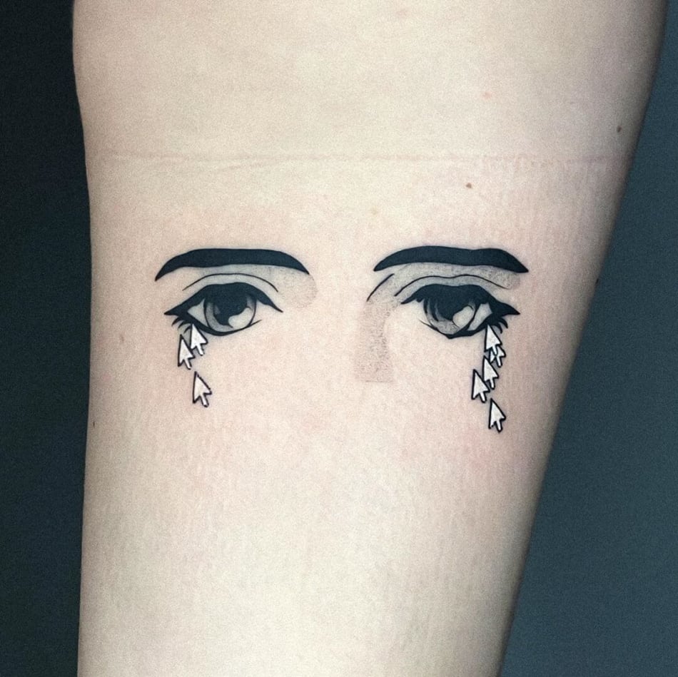 eyes manga cursor tears tattoo by Fimm tattooer