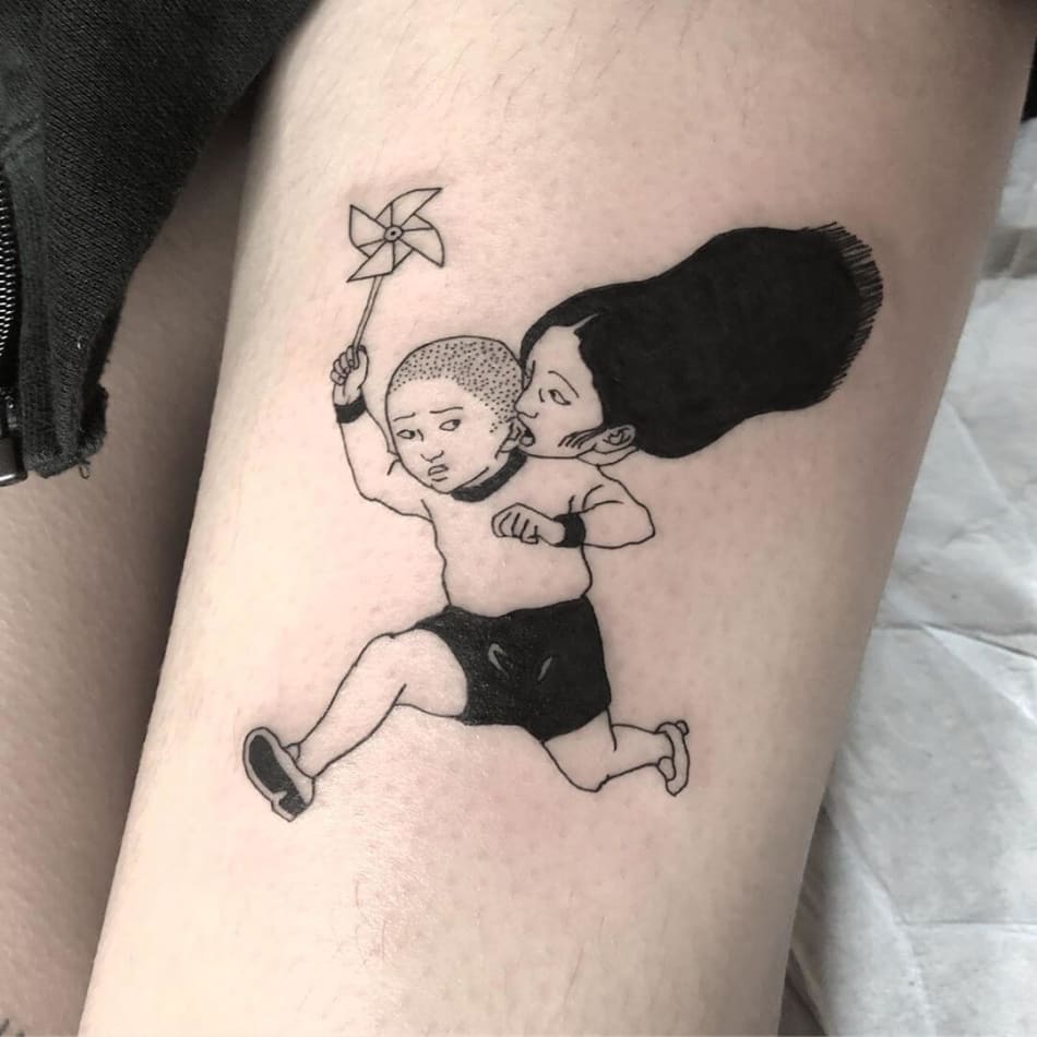 Anime tattoo showing toshio saeki by Jordy Rios