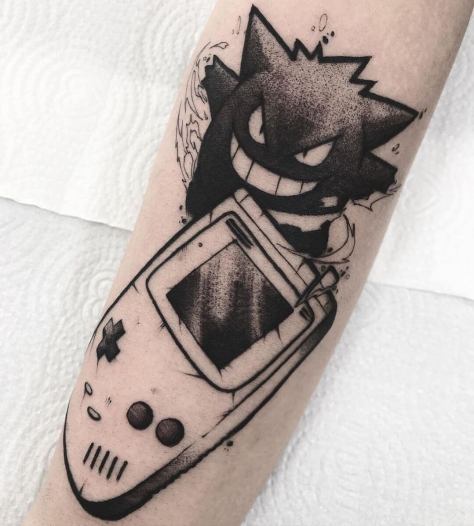 Game Boy with pokemon Hangar tattoo