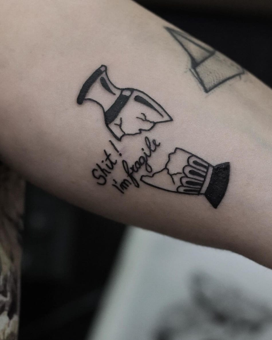 fragile vase tattoo comic by Glum tattooer