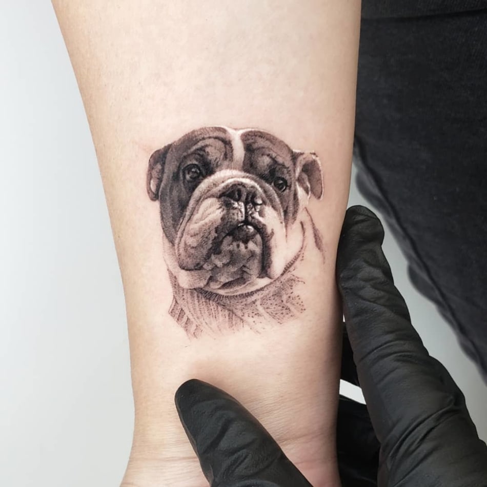 Bulldog tattoo by Goldy_z