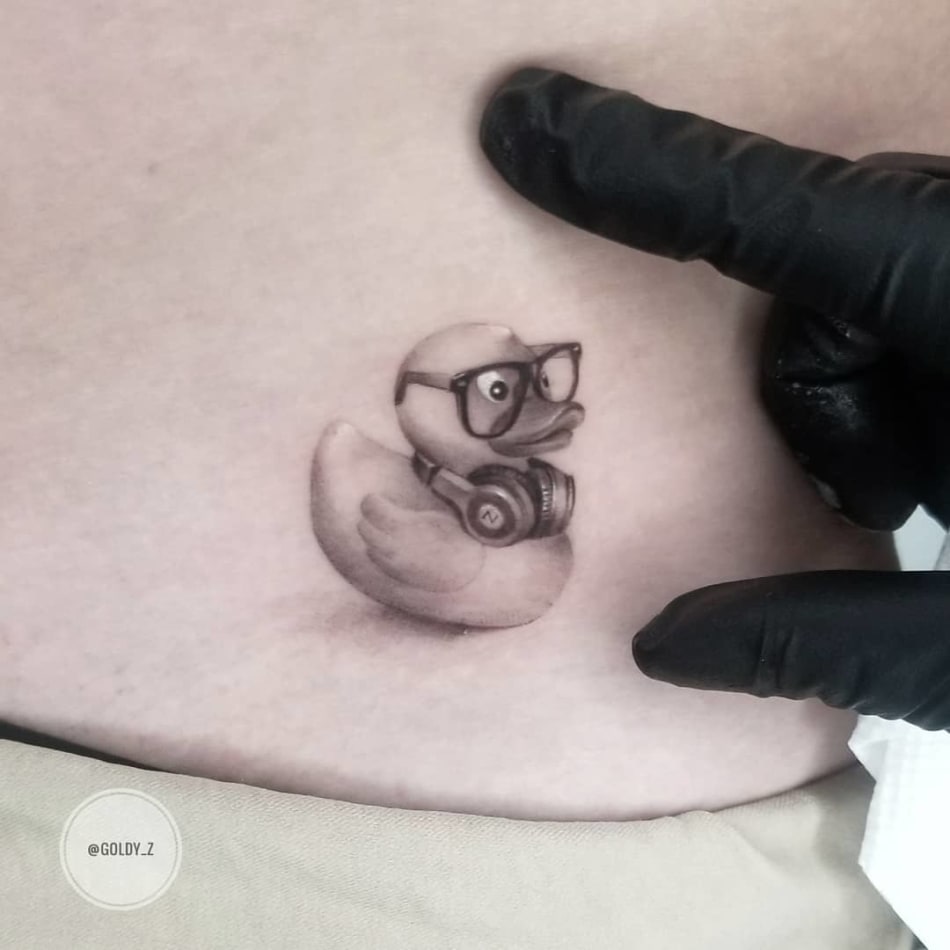 Rubber duck as dj tattoo by Goldy_z