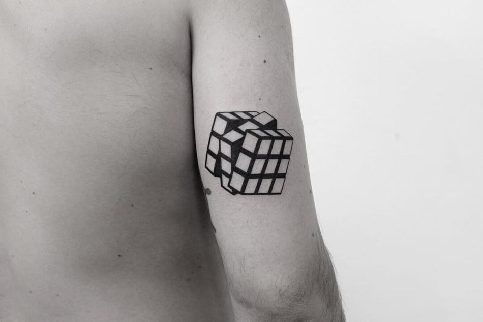 Rubix cube tattoo by Ilya Brezinski